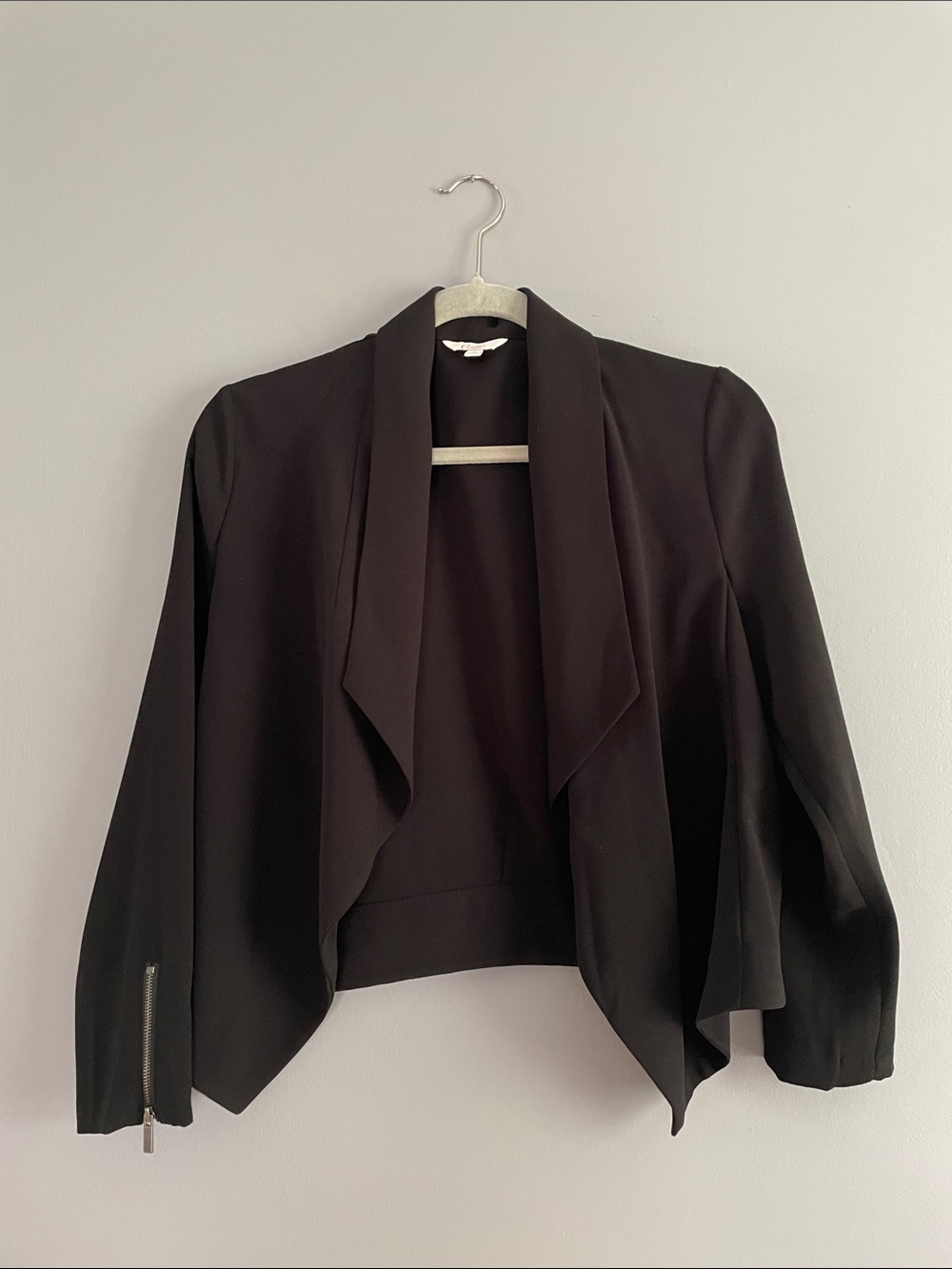 Candie's Black Draped Open-Front Blazer